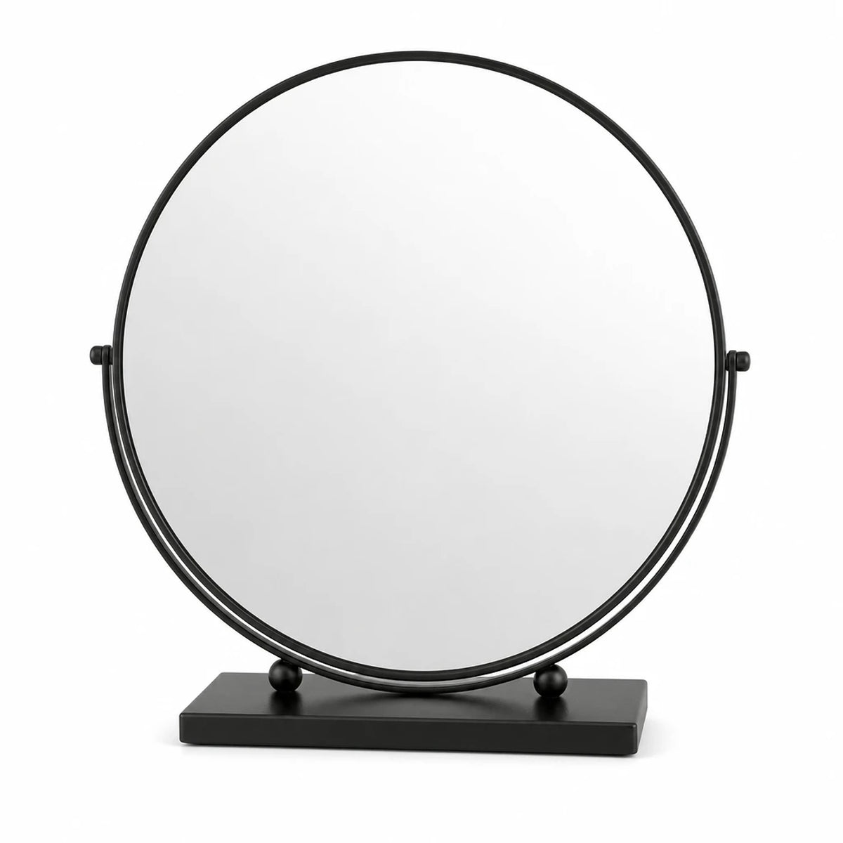 Round Matte Black Tabletop Mirror