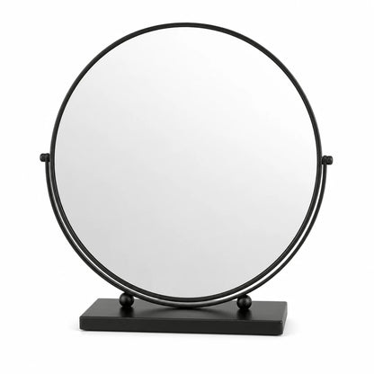 Round Matte Black Tabletop Mirror