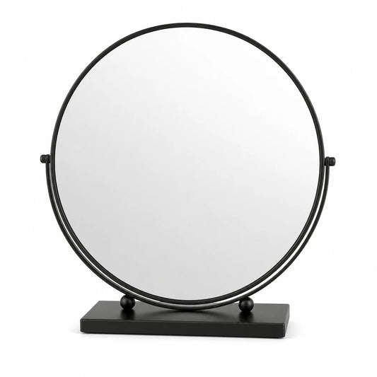 Round Matte Black Tabletop Mirror