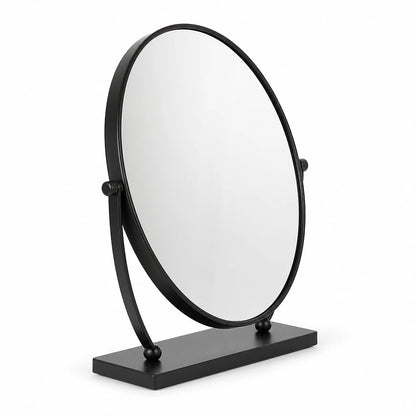 Round Matte Black Tabletop Mirror