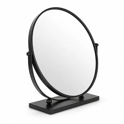 Round Matte Black Tabletop Mirror