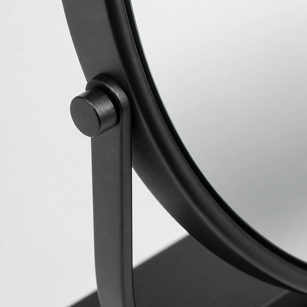 Round Matte Black Tabletop Mirror