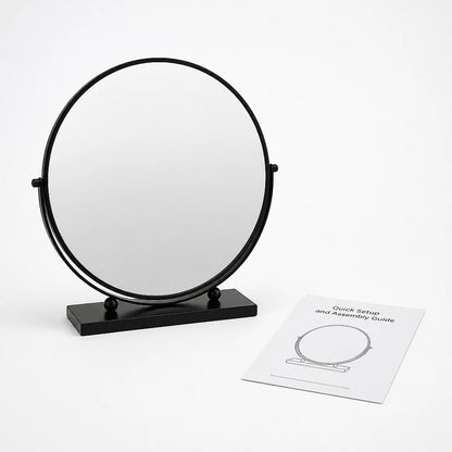 Round Matte Black Tabletop Mirror