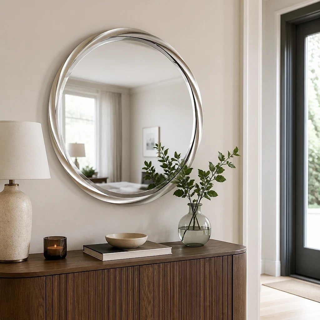 Round Wall Mirror Silver 36 Inch