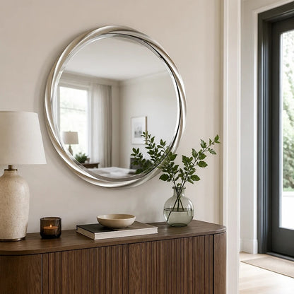 Round Wall Mirror Silver 36 Inch