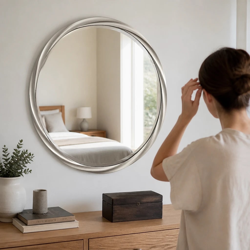 Round Wall Mirror Silver 36 Inch